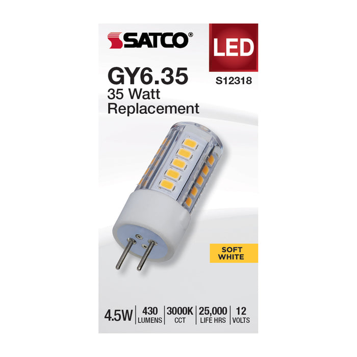 SATCO/NUVO 4.5W T6 LED Clear Finish GY6.35 Base 3000K 12V (S12318)