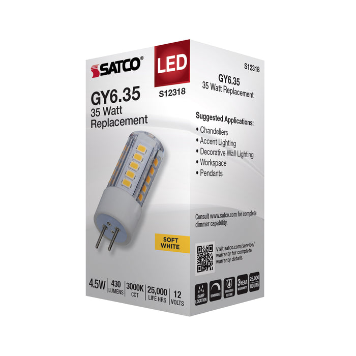 SATCO/NUVO 4.5W T6 LED Clear Finish GY6.35 Base 3000K 12V (S12318)