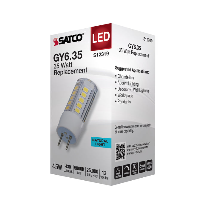 SATCO/NUVO 4.5W T6 LED Clear Finish GY6.35 Base 5000K 12V (S12319)