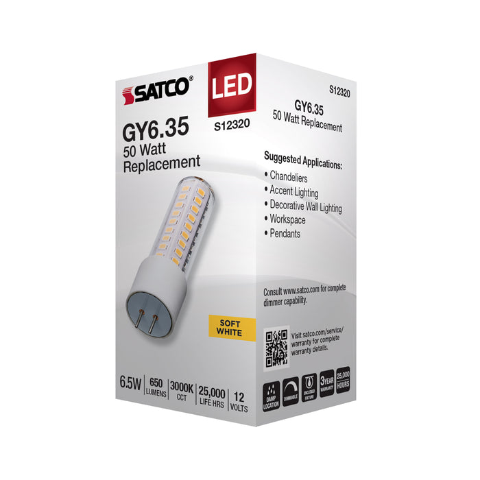 SATCO/NUVO 6.5W T6 LED Clear Finish GY6.35 Base 3000K 12V (S12320)