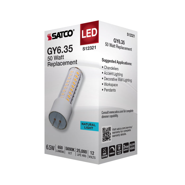 SATCO/NUVO 6.5W T6 LED Clear Finish GY6.35 Base 5000K 12V (S12321)