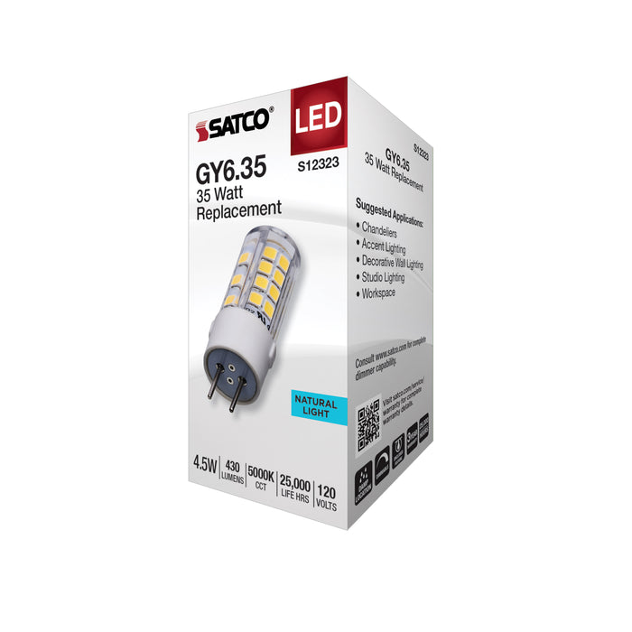 SATCO/NUVO 4.5W T6 LED Clear Finish GY6.35 Base 5000K 120V (S12323)