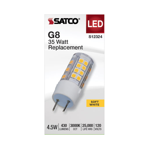 SATCO/NUVO 4.5W T6 LED Clear Finish G8 Base 3000K 120V (S12324)