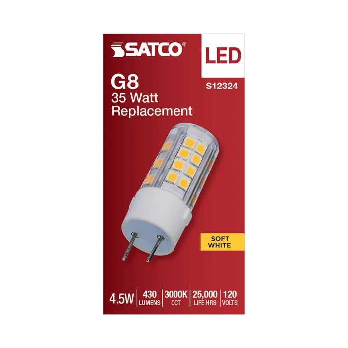 SATCO/NUVO 4.5W T6 LED Clear Finish G8 Base 3000K 120V (S12324)