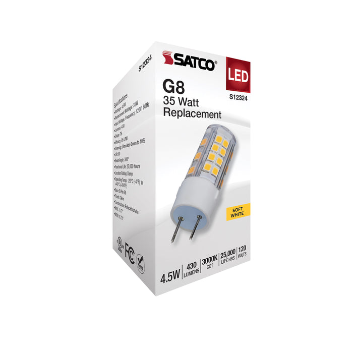 SATCO/NUVO 4.5W T6 LED Clear Finish G8 Base 3000K 120V (S12324)