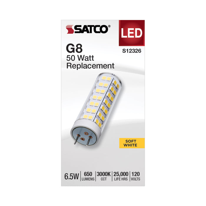 SATCO/NUVO 6.5W T6 LED Clear Finish G8 Base 3000K 120V (S12326)