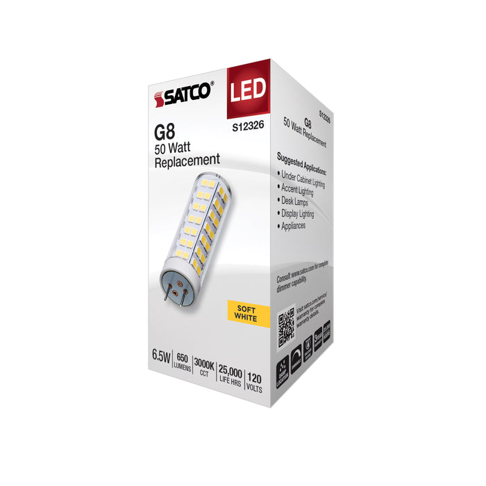 SATCO/NUVO 6.5W T6 LED Clear Finish G8 Base 3000K 120V (S12326)
