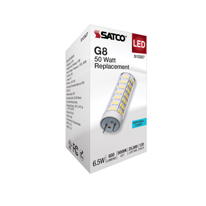SATCO/NUVO 6.5W T6 LED Clear Finish G8 Base 5000K 120V (S12327)