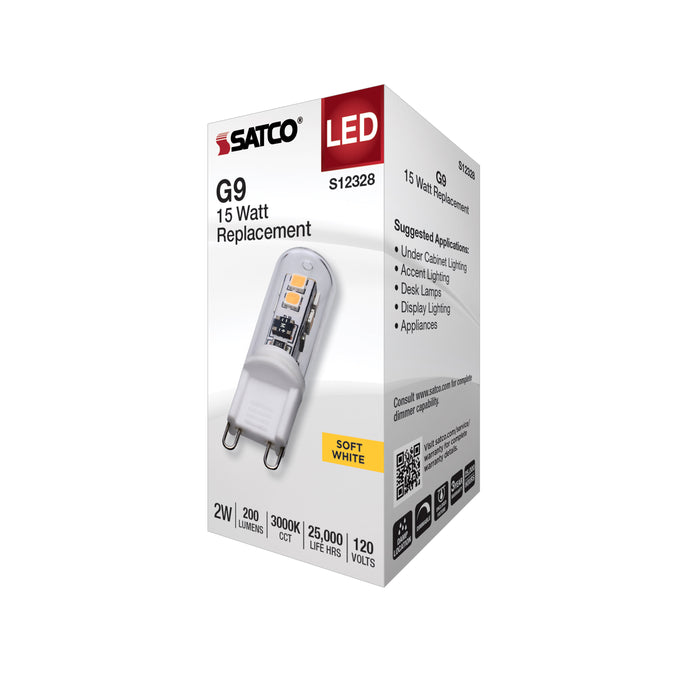 SATCO/NUVO 2W T4 LED Clear Finish G9 Base 3000K 120V (S12328)