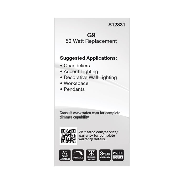 SATCO/NUVO 6.5W T6 LED Clear Finish G9 Base 3000K 120V (S12331)