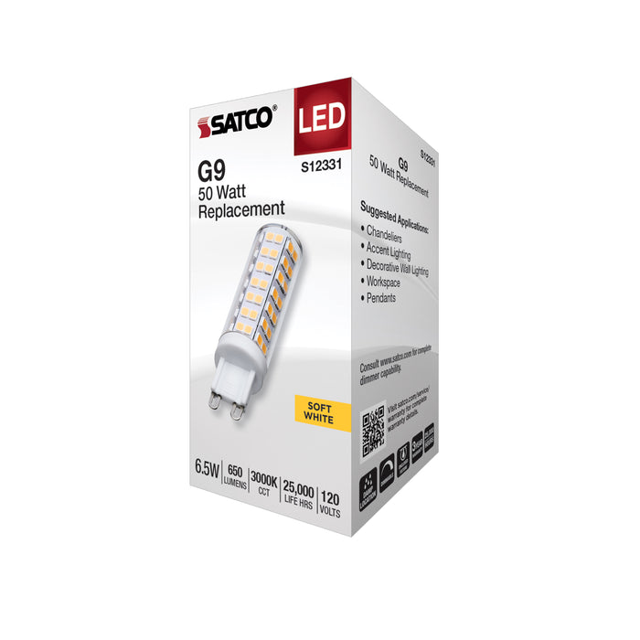 SATCO/NUVO 6.5W T6 LED Clear Finish G9 Base 3000K 120V (S12331)