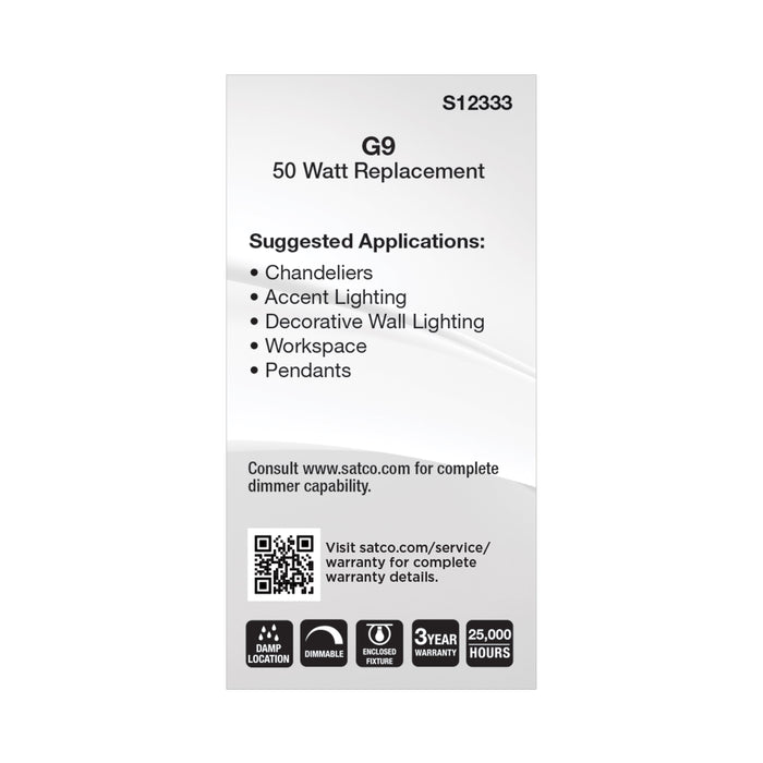 SATCO/NUVO 6.5W T6 LED Frost Finish G9 Base 3000K 120V (S12333)