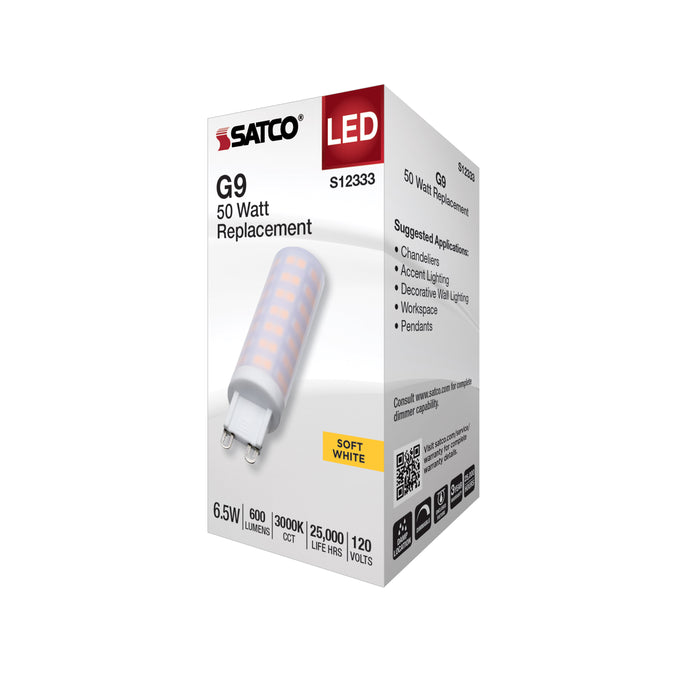 SATCO/NUVO 6.5W T6 LED Frost Finish G9 Base 3000K 120V (S12333)