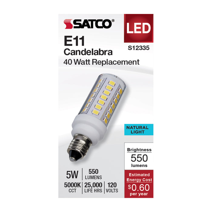 SATCO/NUVO 5W T6 LED Clear Finish E11 Base 5000K 120V (S12335)