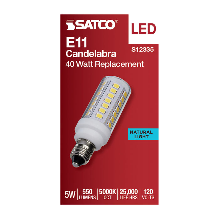 SATCO/NUVO 5W T6 LED Clear Finish E11 Base 5000K 120V (S12335)