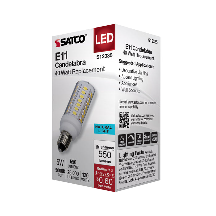 SATCO/NUVO 5W T6 LED Clear Finish E11 Base 5000K 120V (S12335)