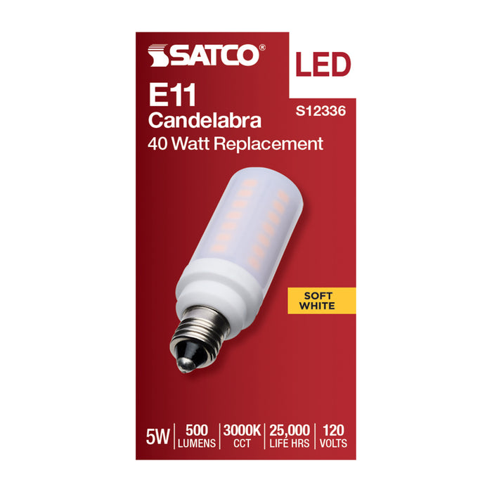 SATCO/NUVO 5W T6 LED Frost Finish E11 Base 3000K 120V (S12336)