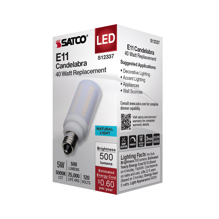 SATCO/NUVO 5W T6 LED Frost Finish E11 Base 5000K 120V (S12337)