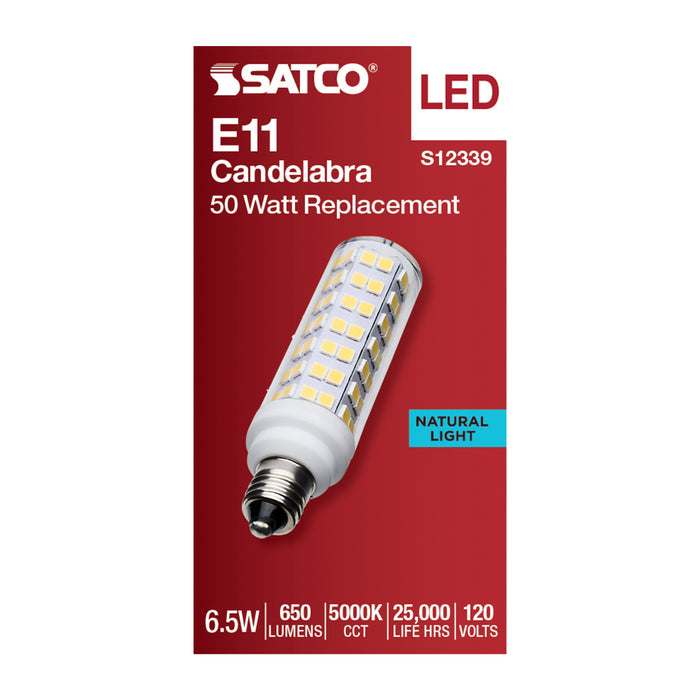 SATCO/NUVO 6.5W T6 LED Clear Finish E11 Base 5000K 120V (S12339)