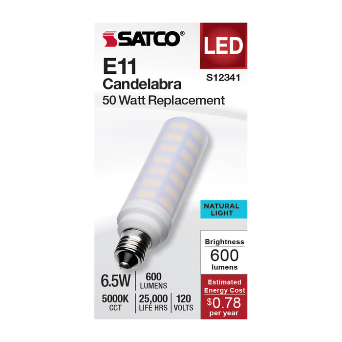 SATCO/NUVO 6.5W T6 LED Frost Finish E11 Base 5000K 120V (S12341)