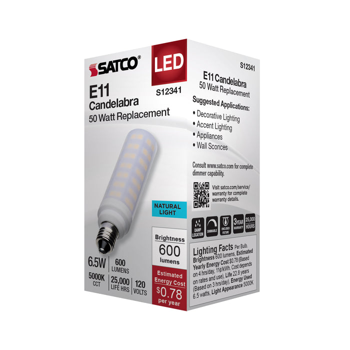 SATCO/NUVO 6.5W T6 LED Frost Finish E11 Base 5000K 120V (S12341)