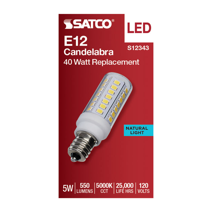 SATCO/NUVO 5W T6 LED Clear Finish E12 Base 5000K 120V (S12343)