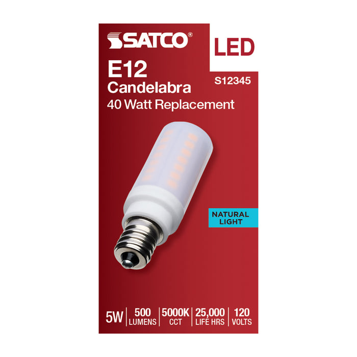 SATCO/NUVO 5W T6 LED Frost Finish E12 Base 5000K 120V (S12345)