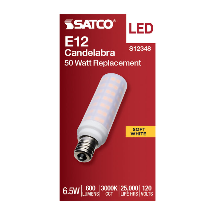 SATCO/NUVO 6.5W T6 LED Frost Finish E12 Base 3000K 120V (S12348)