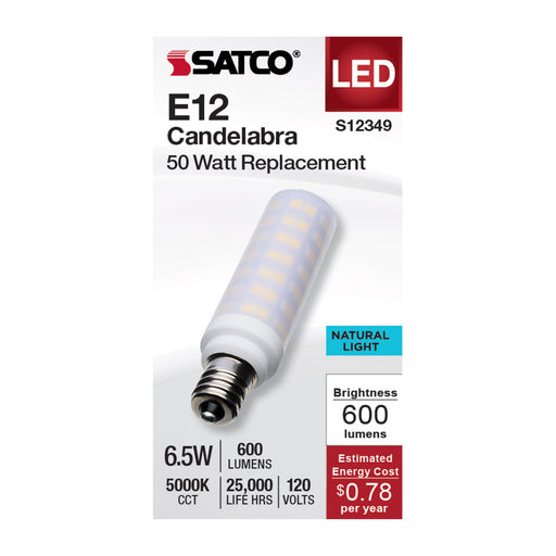 SATCO/NUVO 6.5W T6 LED Frost Finish E12 Base 5000K 120V (S12349)