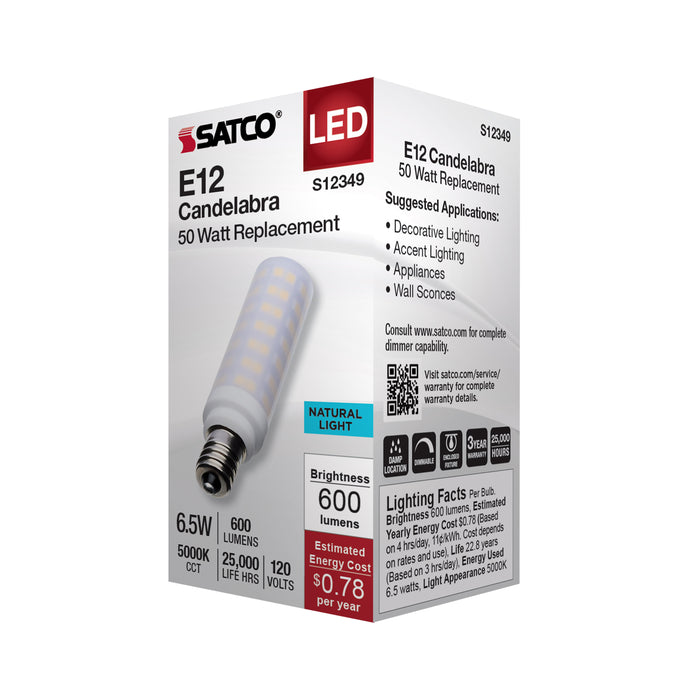 SATCO/NUVO 6.5W T6 LED Frost Finish E12 Base 5000K 120V (S12349)