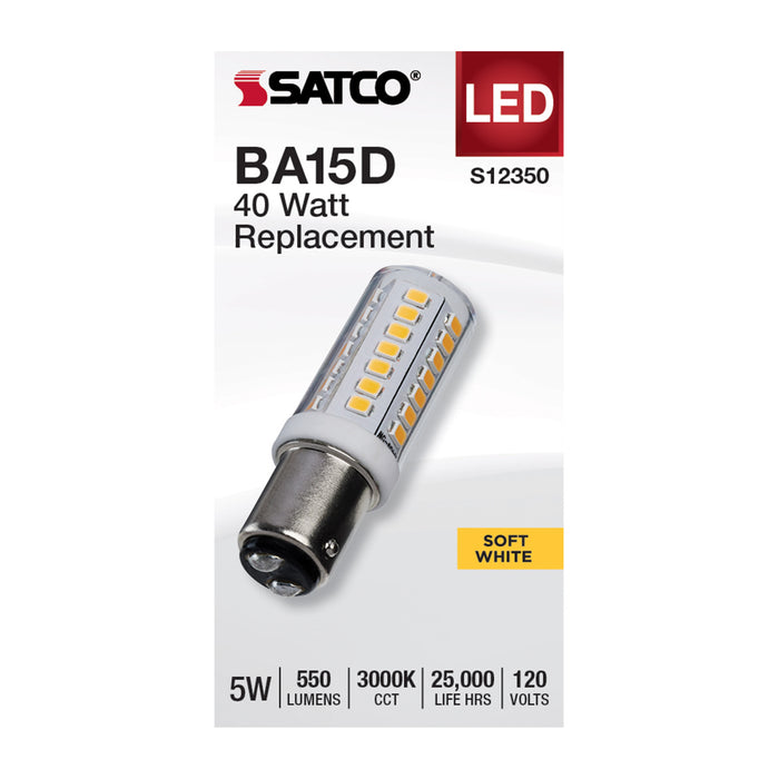 SATCO/NUVO 5W T6 LED Clear Finish DC Base 3000K 120V (S12350)