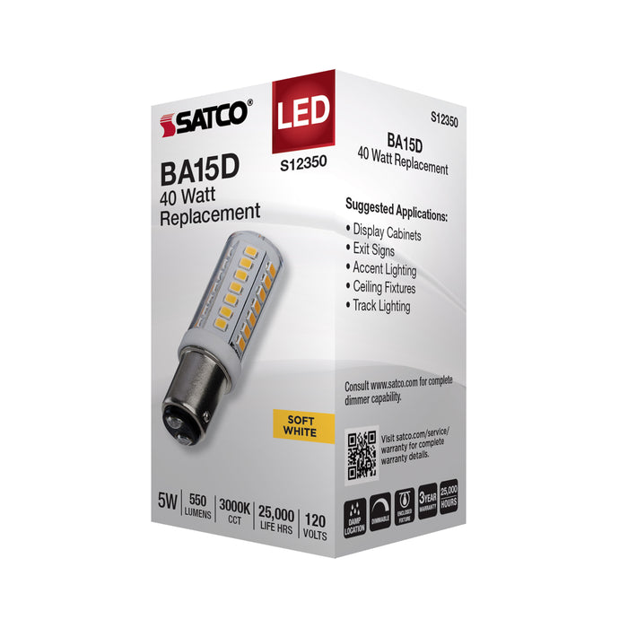 SATCO/NUVO 5W T6 LED Clear Finish DC Base 3000K 120V (S12350)