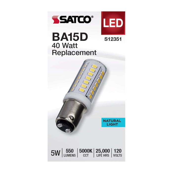SATCO/NUVO 5W T6 LED Clear Finish DC Base 5000K 120V (S12351)