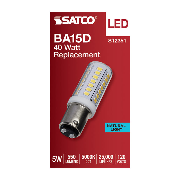 SATCO/NUVO 5W T6 LED Clear Finish DC Base 5000K 120V (S12351)