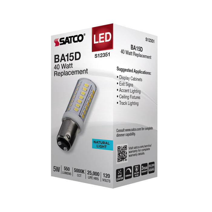 SATCO/NUVO 5W T6 LED Clear Finish DC Base 5000K 120V (S12351)