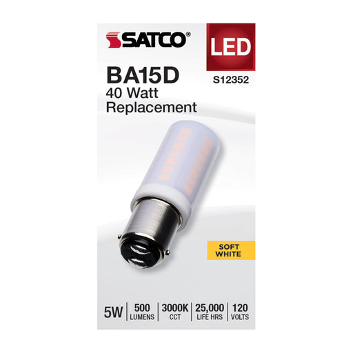 SATCO/NUVO 5W T6 LED Frost Finish DC Base 3000K 120V (S12352)