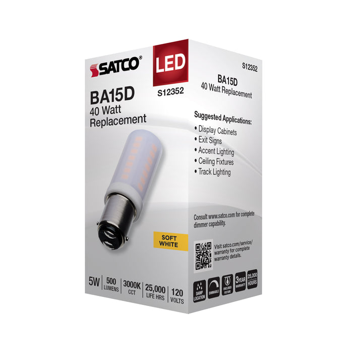 SATCO/NUVO 5W T6 LED Frost Finish DC Base 3000K 120V (S12352)