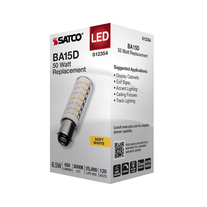 SATCO/NUVO 6.5W T6 LED Clear Finish DC Base 3000K 120V (S12354)