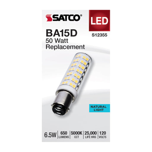 SATCO/NUVO 6.5W T6 LED Clear Finish DC Base 5000K 120V (S12355)