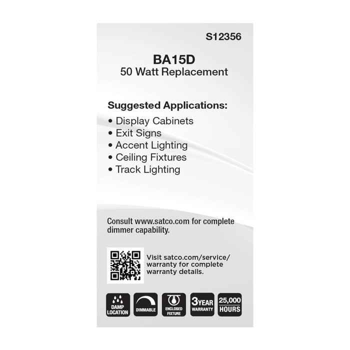 SATCO/NUVO 6.5W T6 LED Frost Finish DC Base 3000K 120V (S12356)