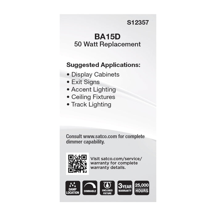 SATCO/NUVO 6.5W T6 LED Frost Finish DC Base 5000K 120V (S12357)