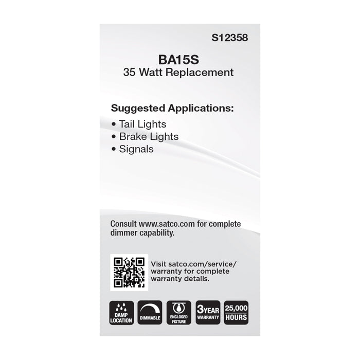 SATCO/NUVO 4.5W T6 LED Clear Finish BA15s Base 3000K 12V (S12358)