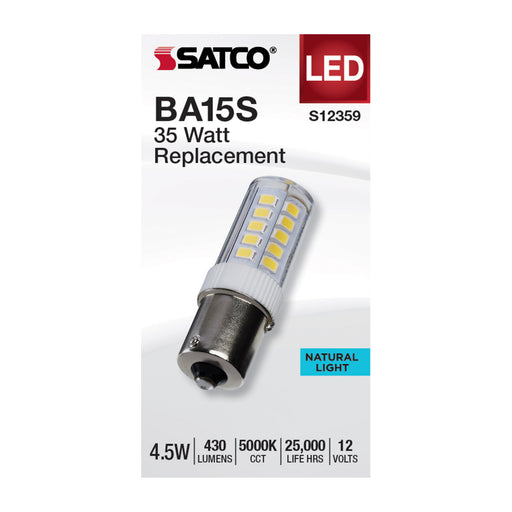 SATCO/NUVO 4.5W T6 LED Clear Finish BA15s Base 5000K 12V (S12359)