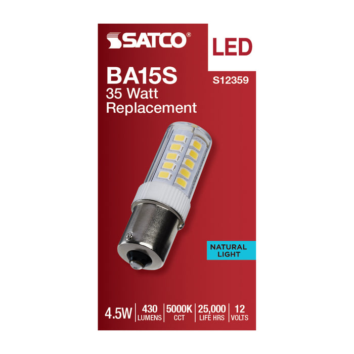 SATCO/NUVO 4.5W T6 LED Clear Finish BA15s Base 5000K 12V (S12359)