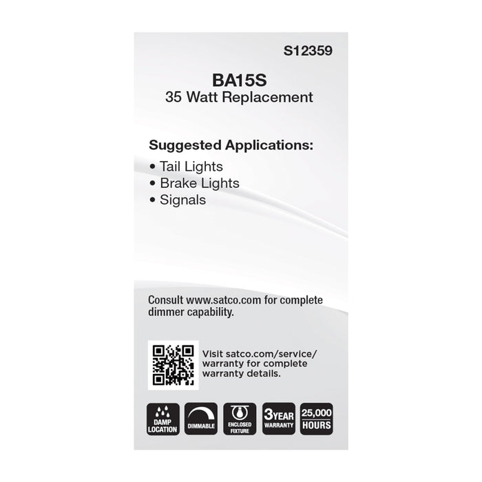 SATCO/NUVO 4.5W T6 LED Clear Finish BA15s Base 5000K 12V (S12359)