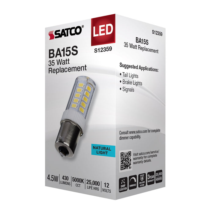 SATCO/NUVO 4.5W T6 LED Clear Finish BA15s Base 5000K 12V (S12359)