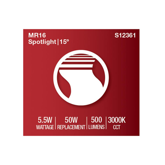 SATCO/NUVO 5.5W MR16 LED Spotlight 3000K GU5.3 Base 90 CRI 500Lm 12V (S12361)