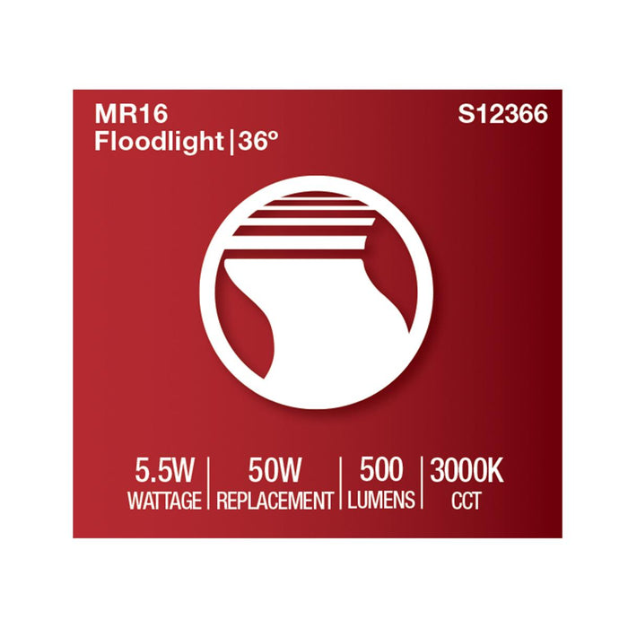 SATCO/NUVO 5.5W MR16 LED Floodlight 3000K GU5.3 Base 90 CRI 500Lm 12V (S12366)
