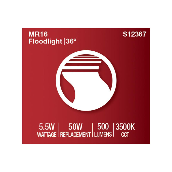 SATCO/NUVO 5.5W MR16 LED Floodlight 3500K GU5.3 Base 90 CRI 500Lm 12V (S12367)