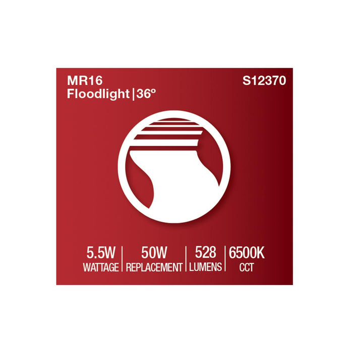 SATCO/NUVO 5.5W MR16 LED Floodlight 6500K GU5.3 Base 90 CRI 500Lm 12V (S12370)